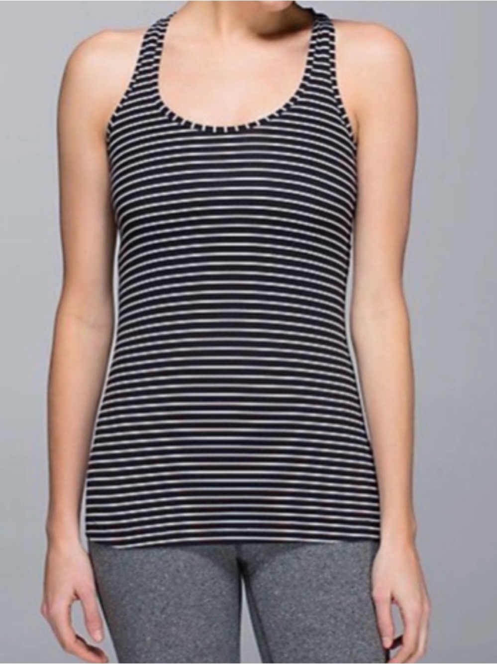 lululemon Striped Racerback Tank Top in Black and White
